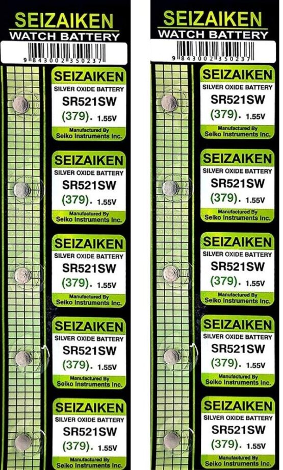 Seizaiken SR521SW Silver Oxide Watch Battery 379 (Pack of 10)